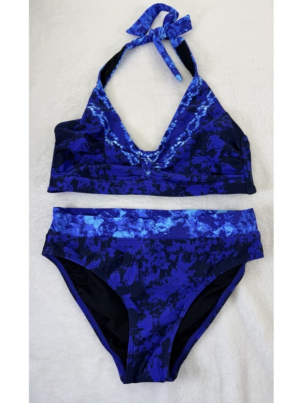 Venus Bikini Top Bottoms Medium Top 4 Bottom Blue Halter Triangle